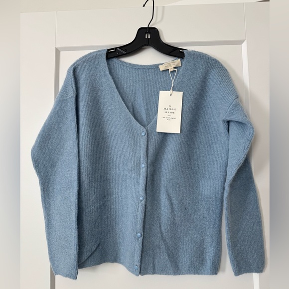 Sezane Barry Cardigan in Sky Blue - Picture 3 of 8